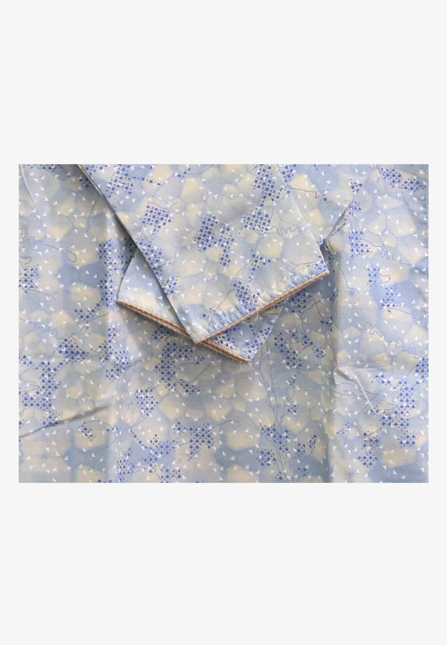 Blue and White Contrast Cotton Panjabi