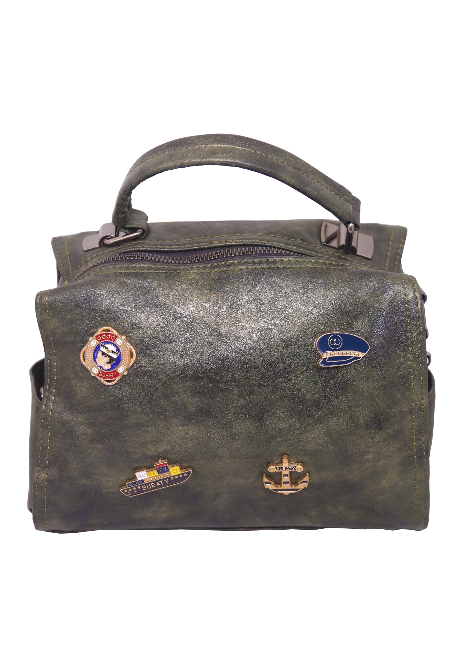 Green Artificial Leather Handbag