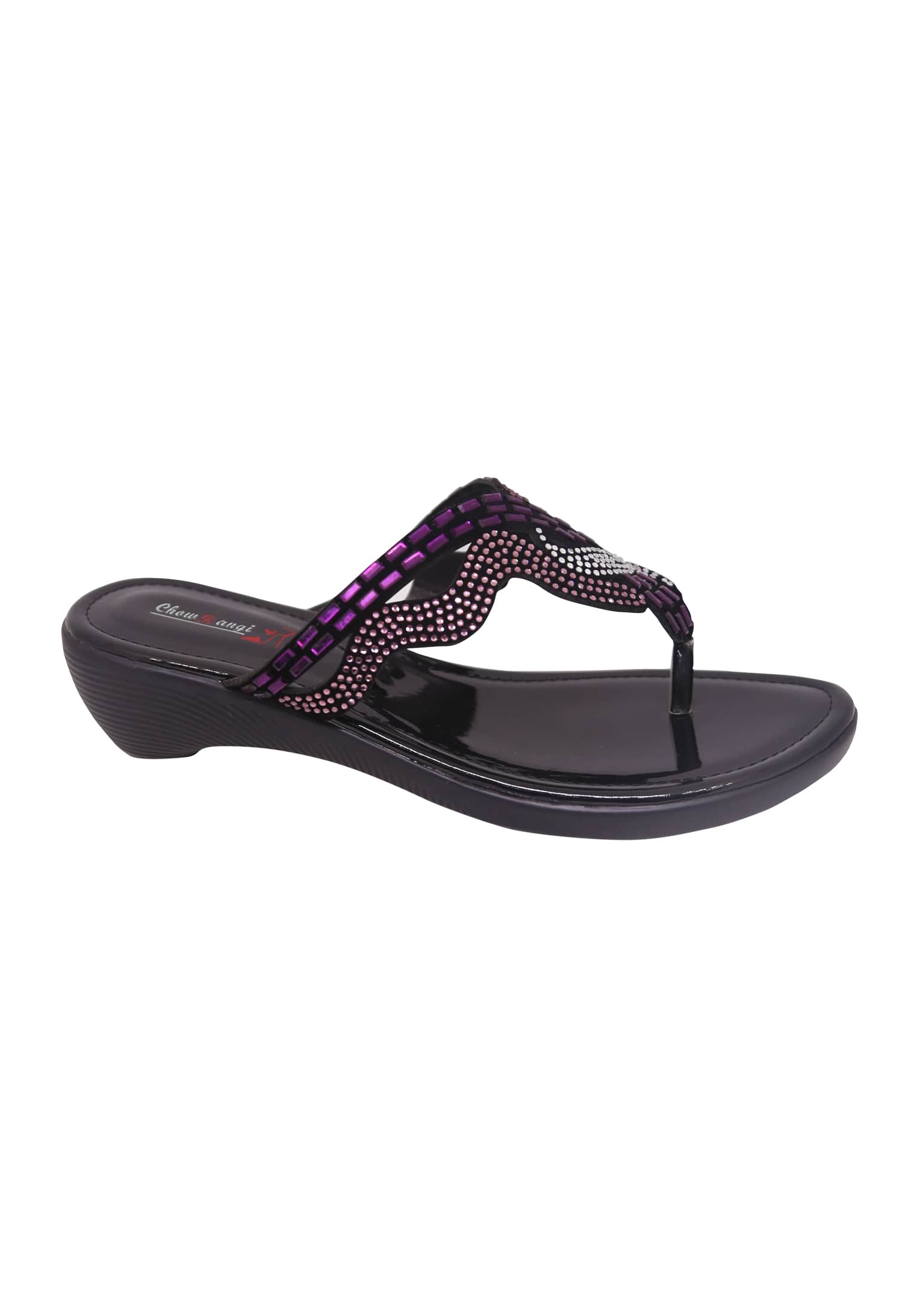 Biye Bazaar | Ladies Special Black and Purple Flat Shoe for Wedding