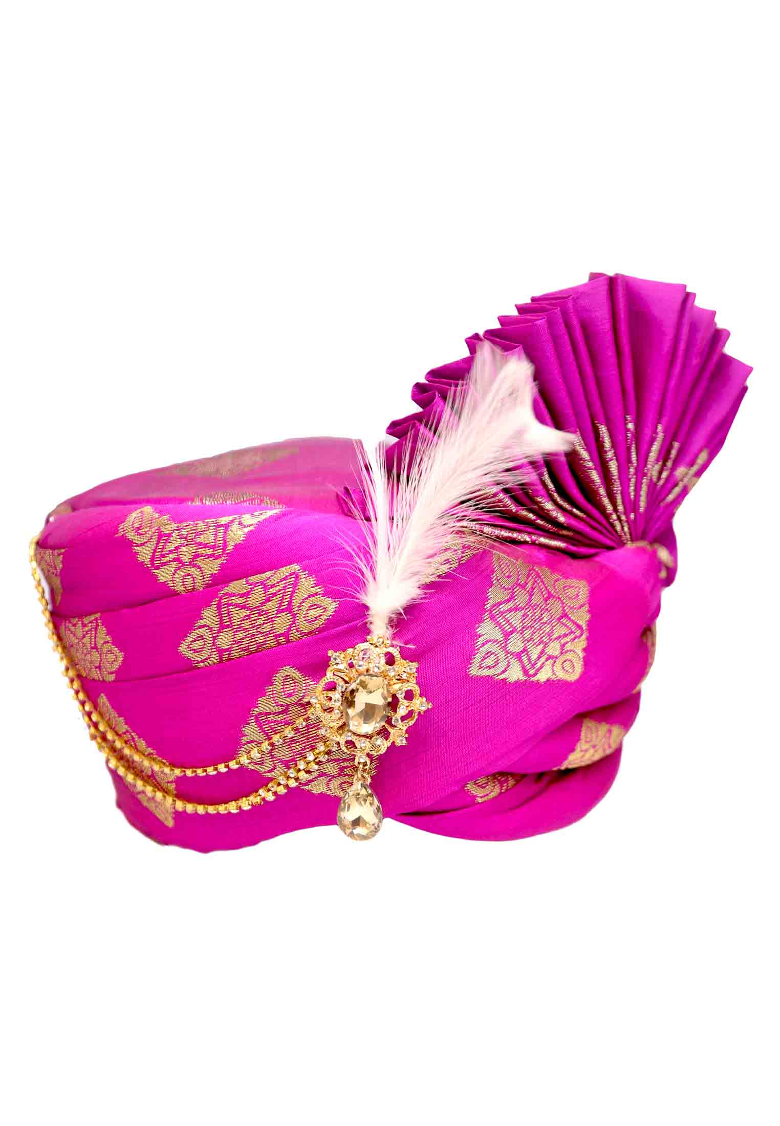 Majenta Wedding Pagri made of Katan