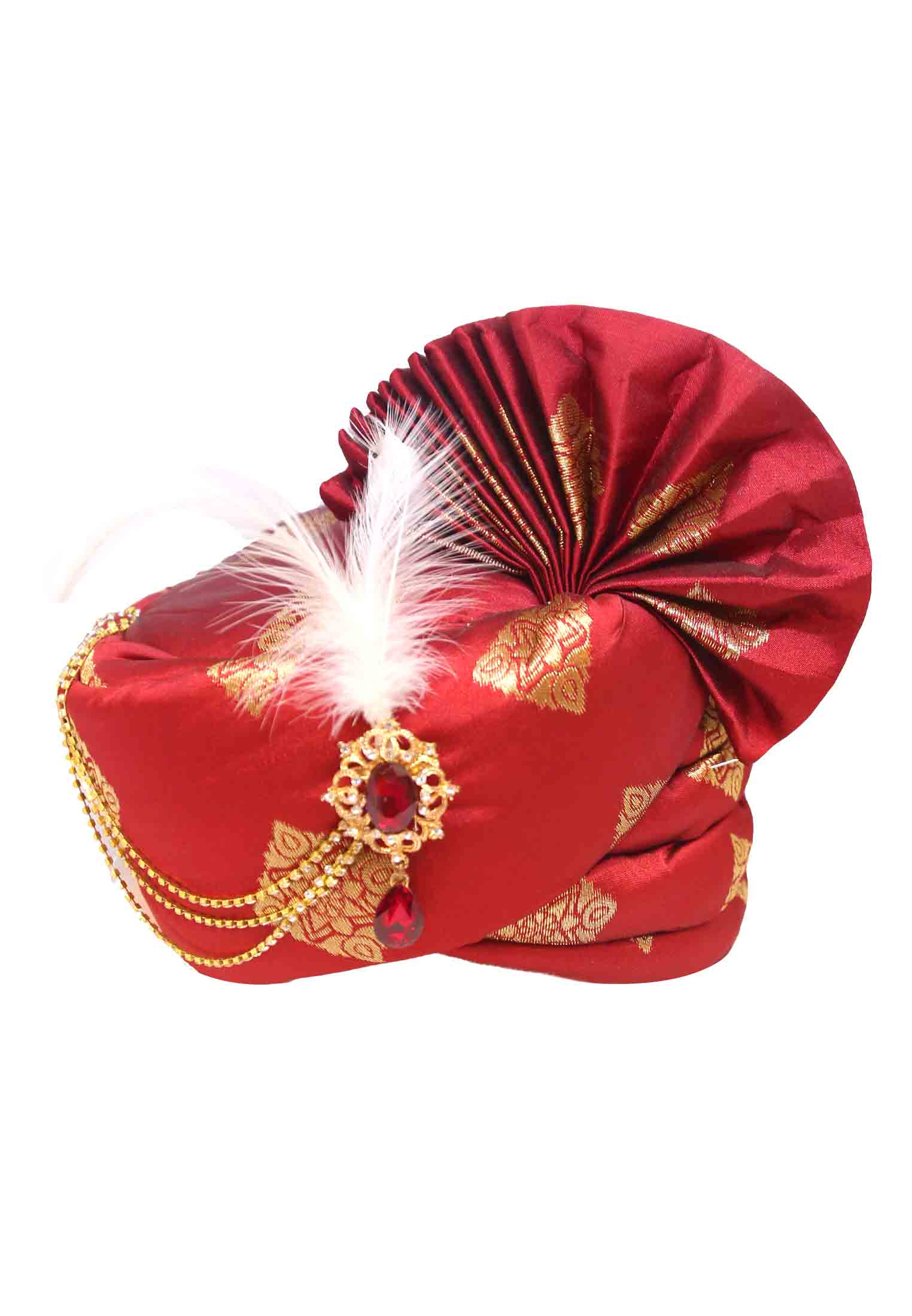 Maroon Wedding Pagri made of Katan