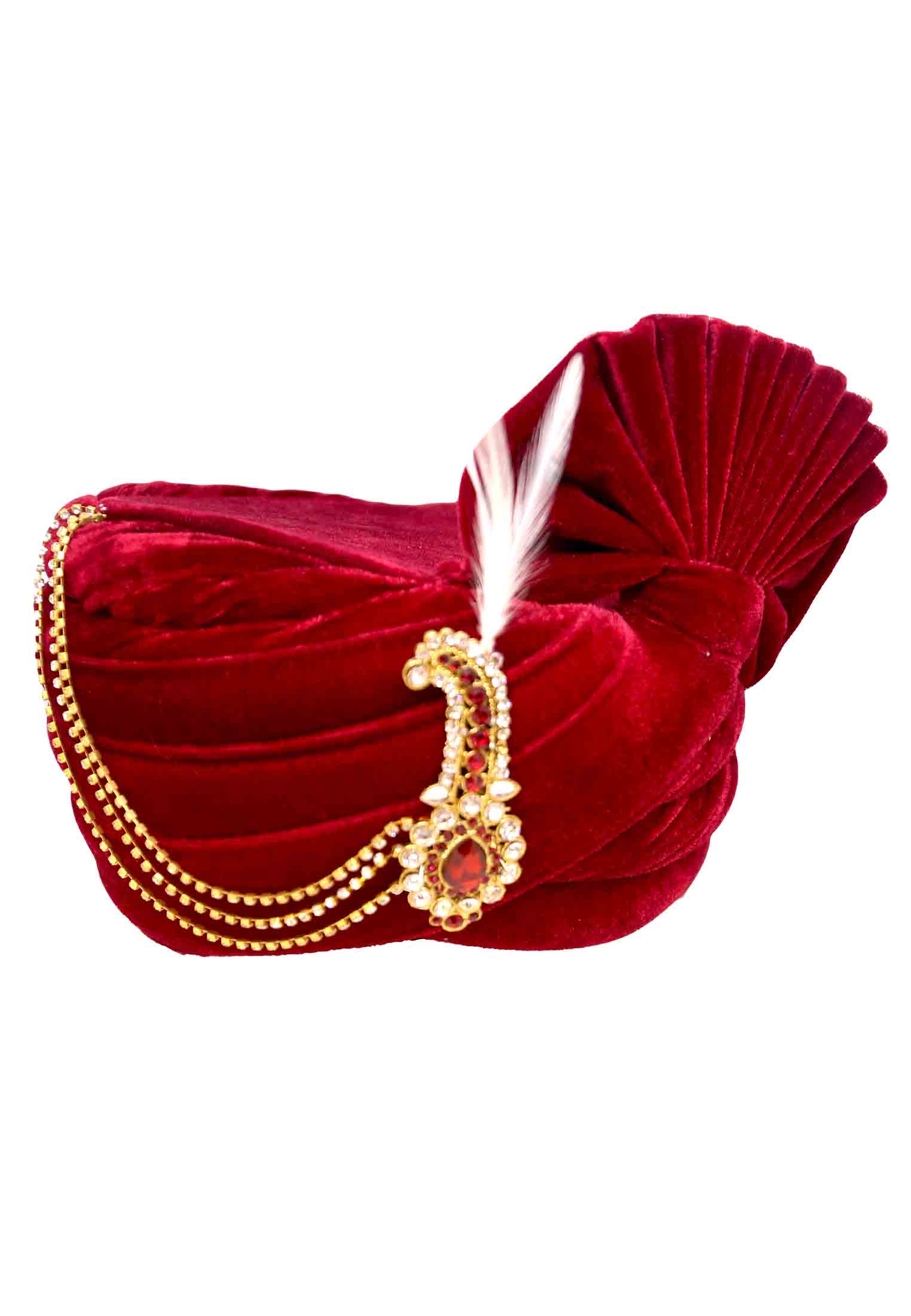 Maroon Wedding Pagri Made of Velvet