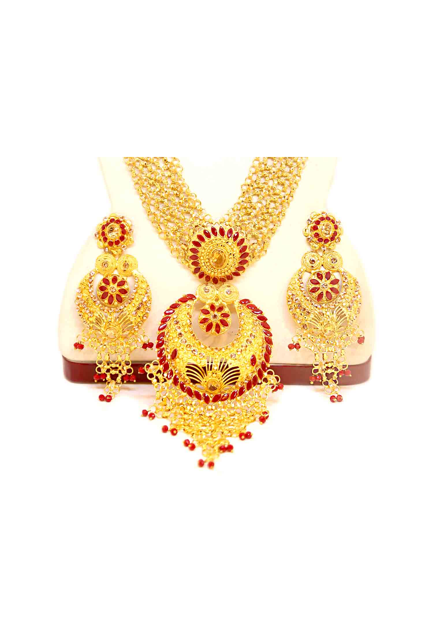 Golden Platted Stone Bridal Set