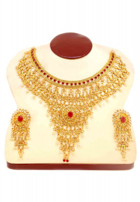 Gold Platted Jorwa necklace set For Weeding 
