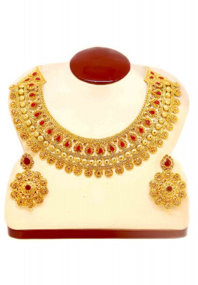 Gold Platted With Stone Jorwa Necklace