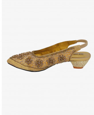Golden artificial leather weeding Box heel   