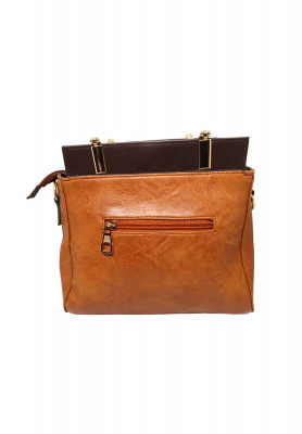 Brown Artificial Leather Medium Party bag 