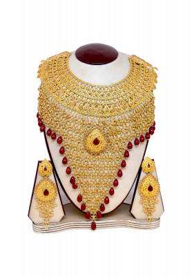 Gold Plated Jarwa Necklace Set