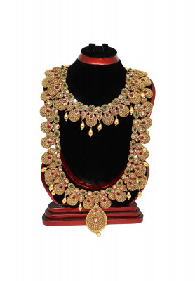 Golden antic sita har with ear ring & necklace  