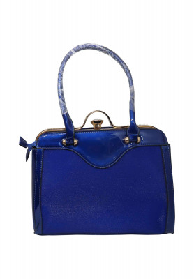 Blue artificial leather Party bag