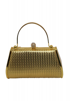Golden Artificial leather small Party bag