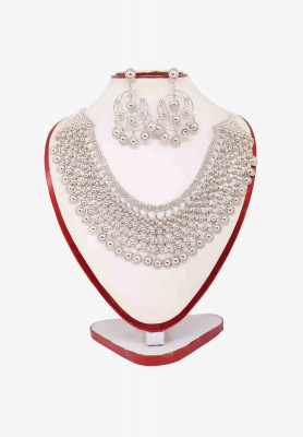 Silver Plated Jarwa Necklace
