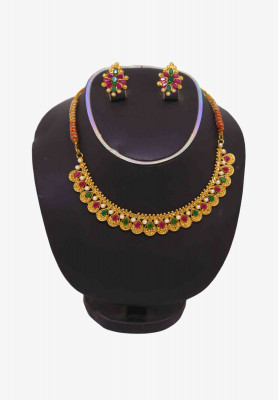 Multi Stone  Gold plate Necklace   