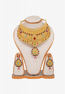 Gold Plated Konto Haar with Red Meena