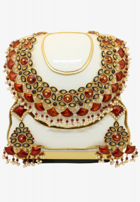Antique Maroon Meena Necklace