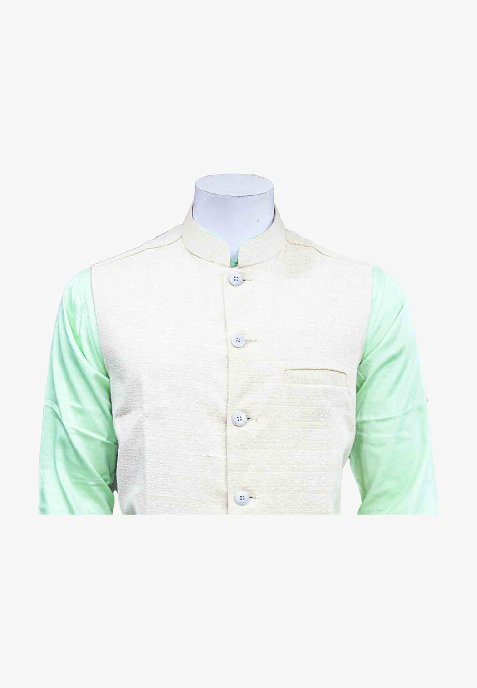Indian Green panjabi with off white koti