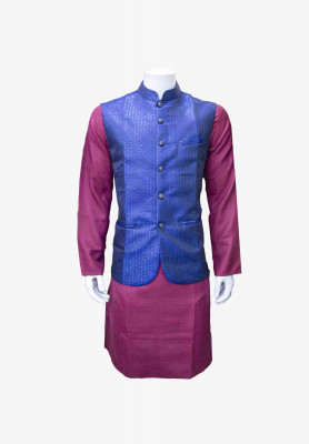 Indian Purple Panjabi with Blue koti