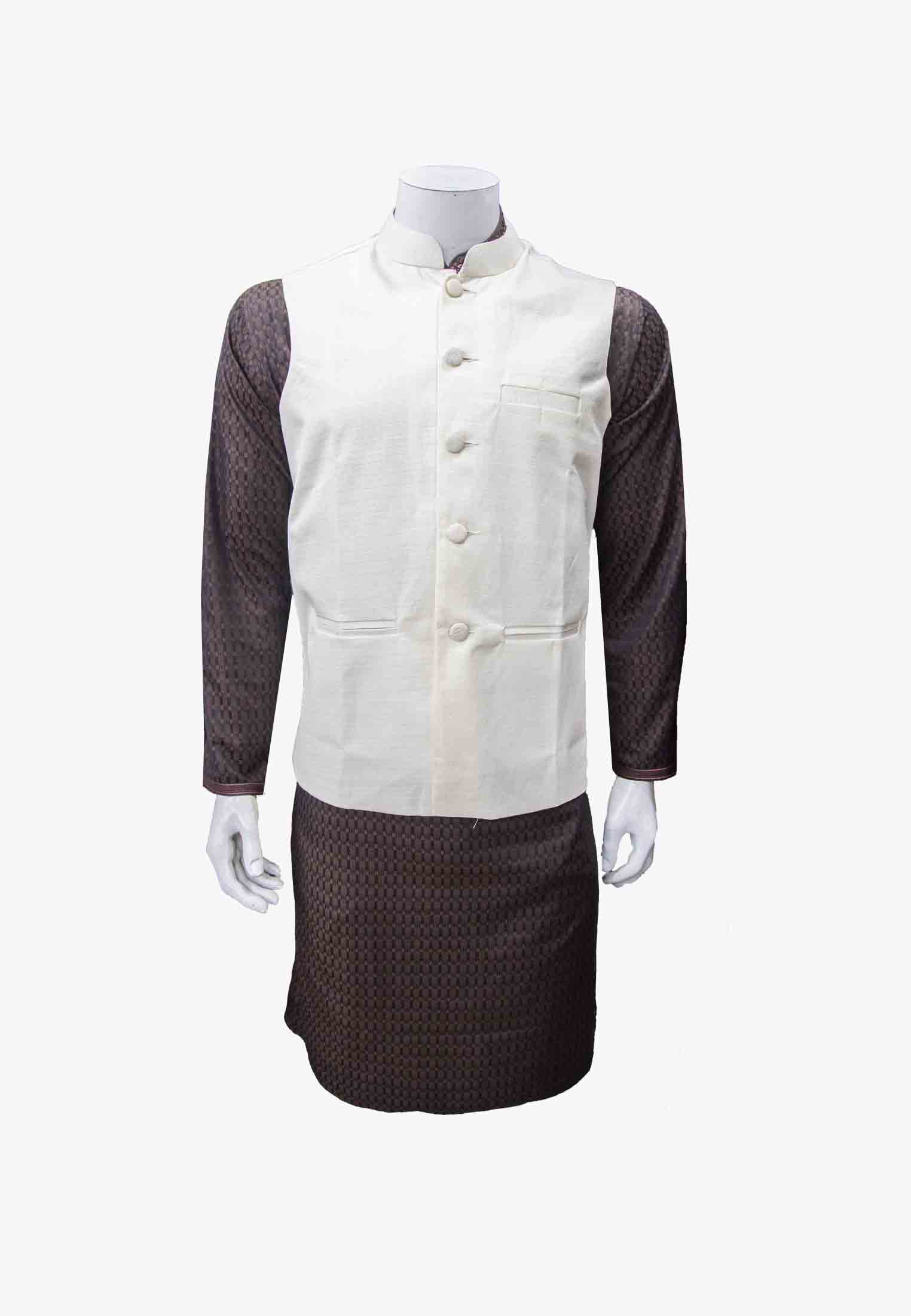 Indian Coffee Panjabi with off white koti