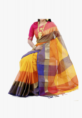 Multicolor Slick Cotton Saree