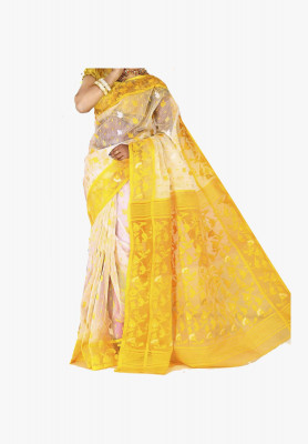 Yellow color jamdani Saree