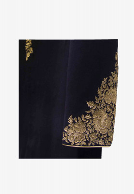 Black golden embroidery short sherwani 