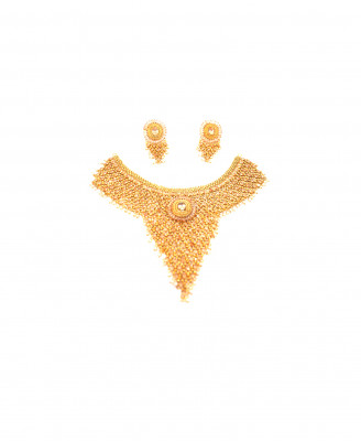 Gold plate Stone Wedding Necklace Set