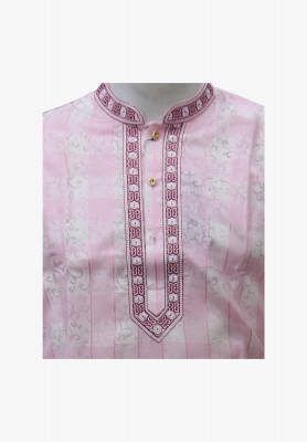 Neck embroidery Pink-white Indian Panjabi