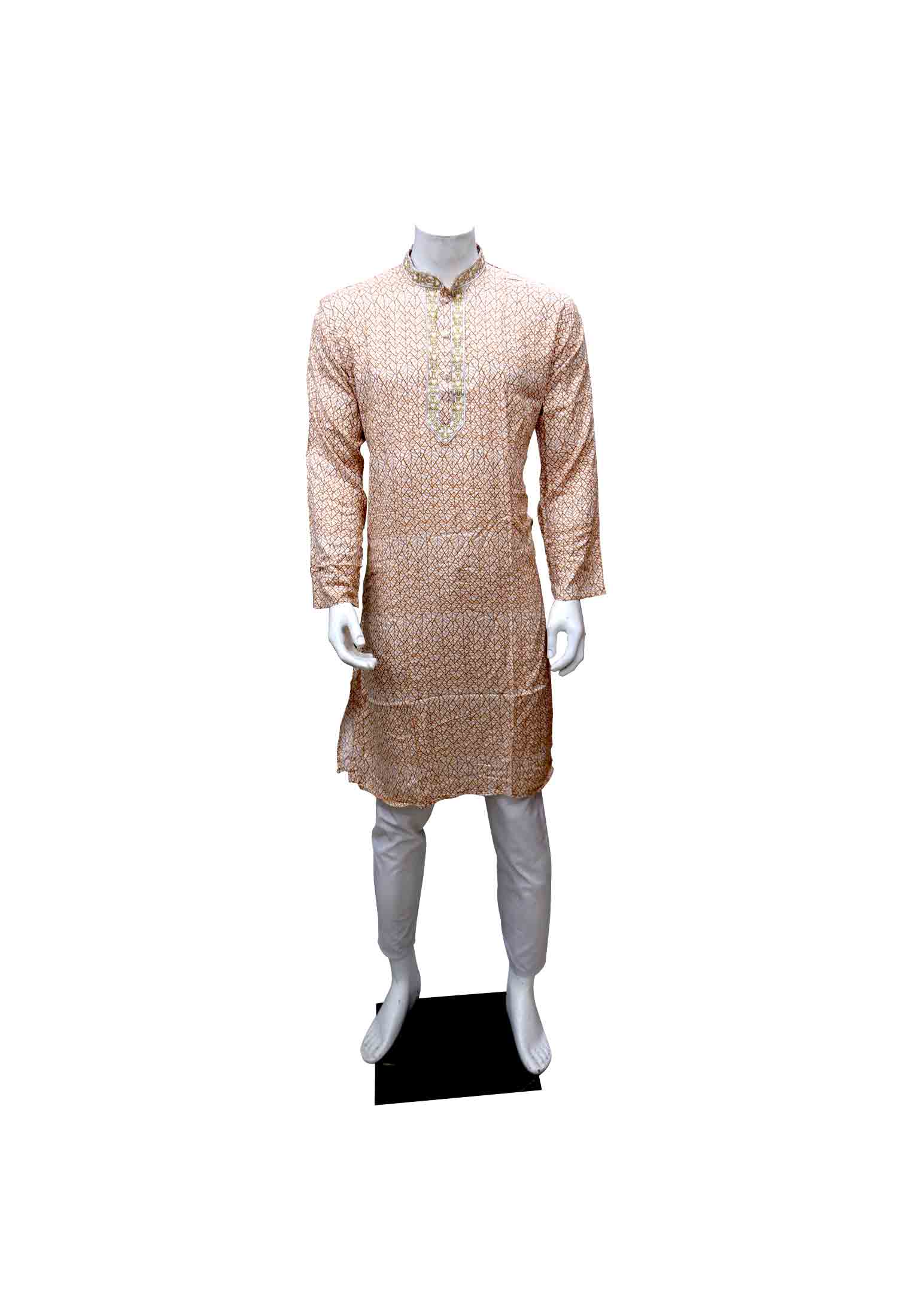 Linen cotton neck embroidery mixed deshi panjabi