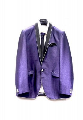 Purple Linen Cotton Shining Suit