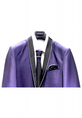 Purple Linen Cotton Shining Suit